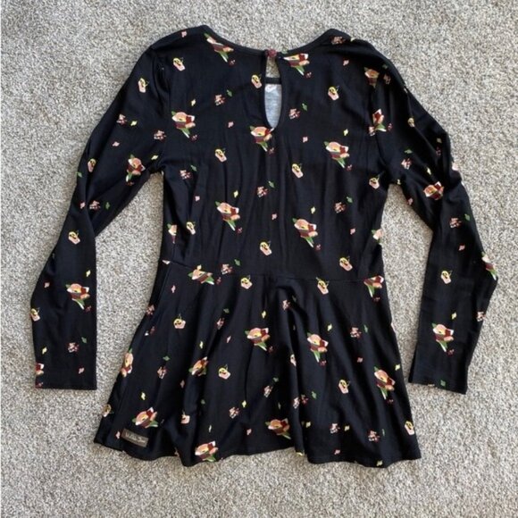 Matilda Jane black with floral print peplum top. Women's size S - Picture 6 of 8